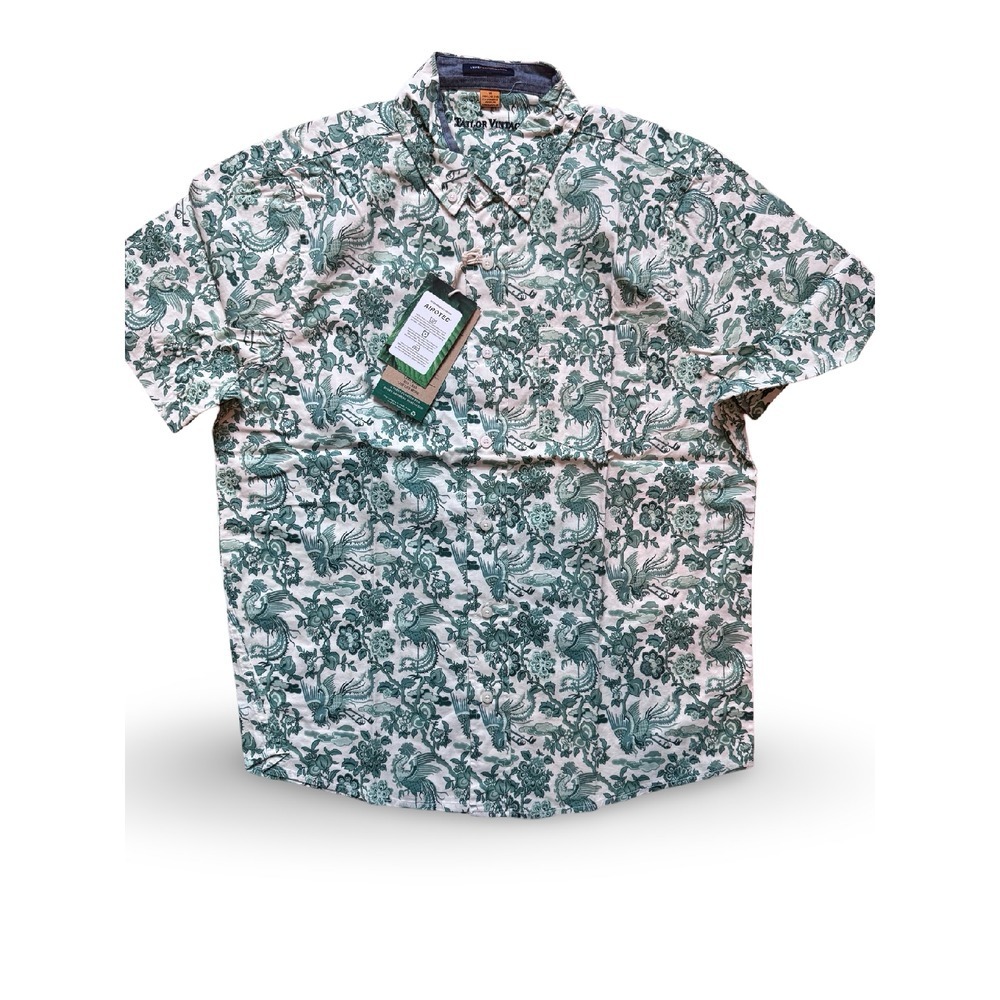 Tailor Vintage Floral Print Short Sleeve Button Up Luxe Performance Shirt M - Picture 2 of 5